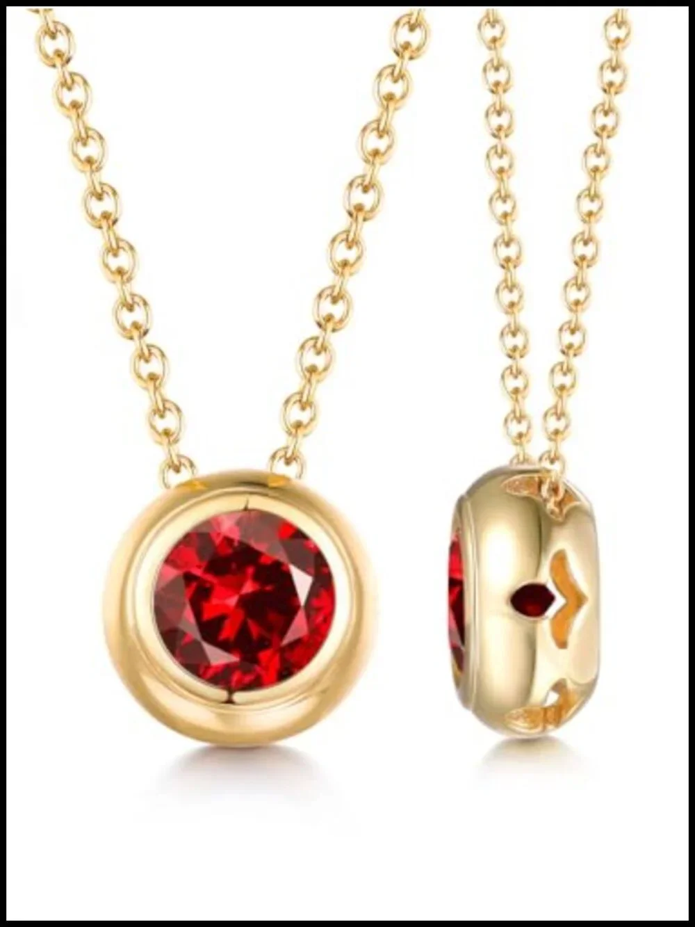 2CT Ruby Pendant Necklace, Solid 925 Sterling Silver, Adjustable 16-20